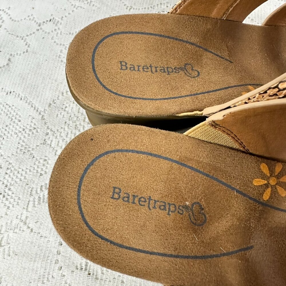 Baretrap Brown Python Snake Pattern Wedge Sandals… - image 4